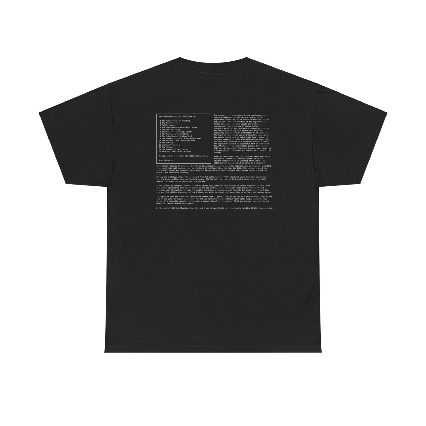 Cleveland Free-Net T-Shirt with Logo and Historical Information