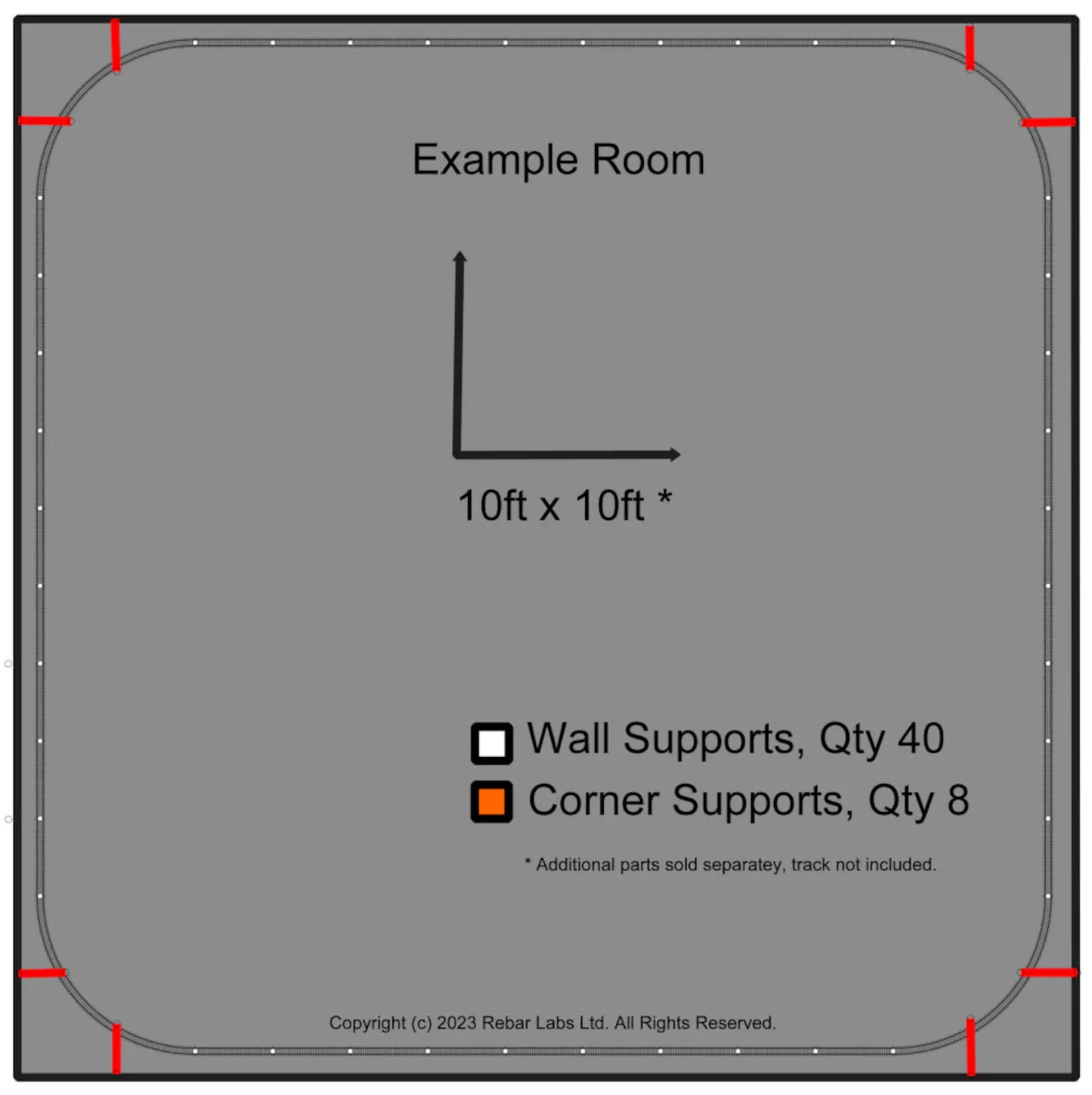 HO Scale - Train Track Wall Mount Room Kit