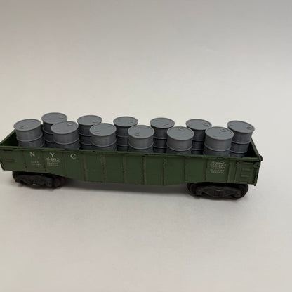 O Scale Barrels, Set of 12 for Lionel Gondolas - Unpainted Gray Train Load