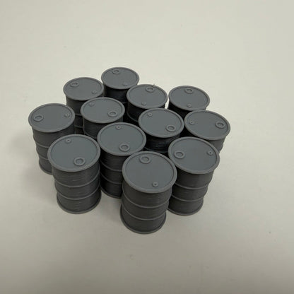 O Scale Barrels, Set of 12 for Lionel Gondolas - Unpainted Gray Train Load
