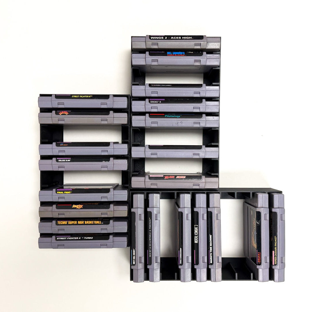 SNES (Super Nintendo) Video Game Cartridge Wall Mount / Organizer / Display