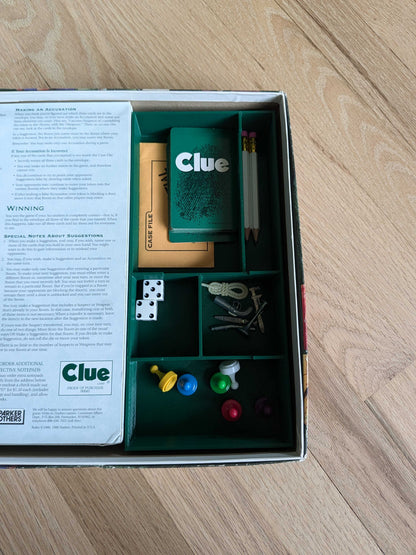 1998 Clue Board Game - Improved, Custom, Game Piece Organizer