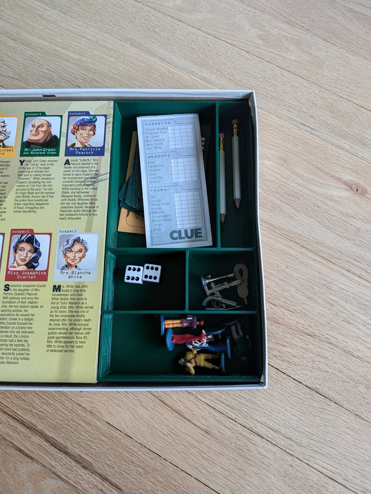 2005 Clue Board Game - Improved, Custom, Game Piece Organizer