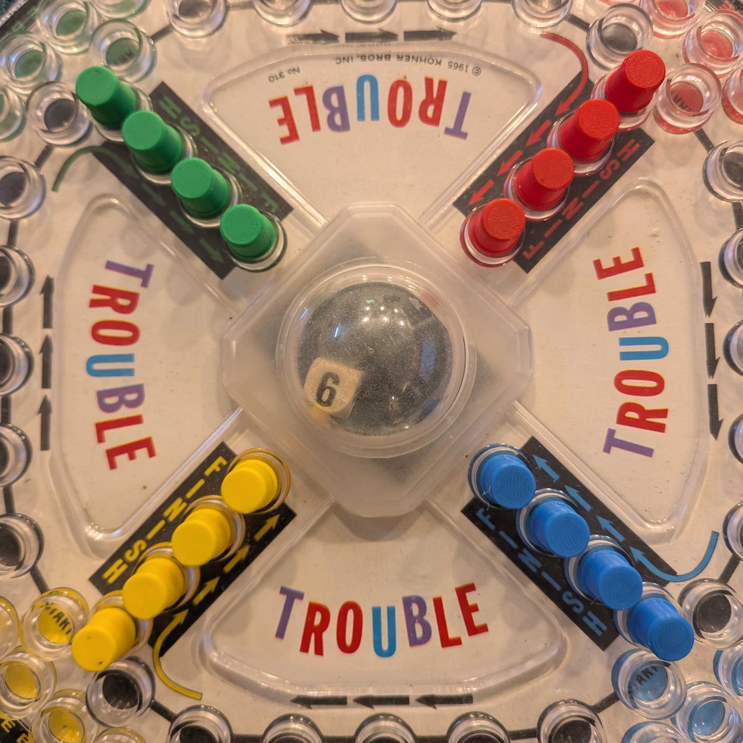 Replacement Pawns, Set of 16 in Red, Yellow, Blue, Green for Trouble Board Game