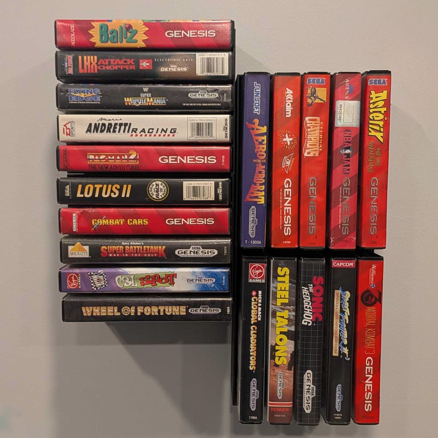 SEGA Genesis Boxed Video Game Cartridge Wall Mount / Organizer / Display